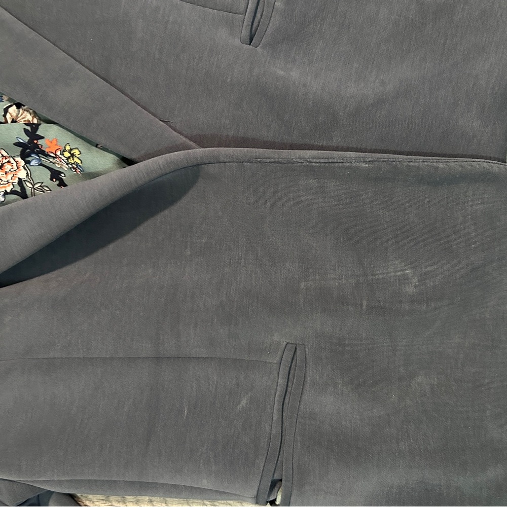 Skies Are Blue Slate-Blue Open-Front Blazer with Floral Lining - Picture 5 of 7